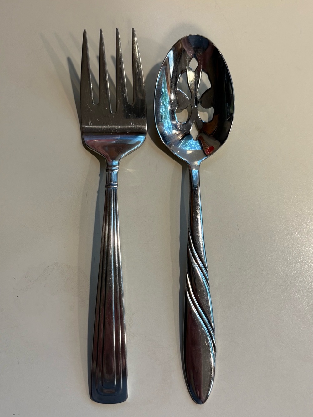 Pfaltzgraff Stainless Crosscreek Serving Spoon & Pfaltzgraff Cold Meat fork